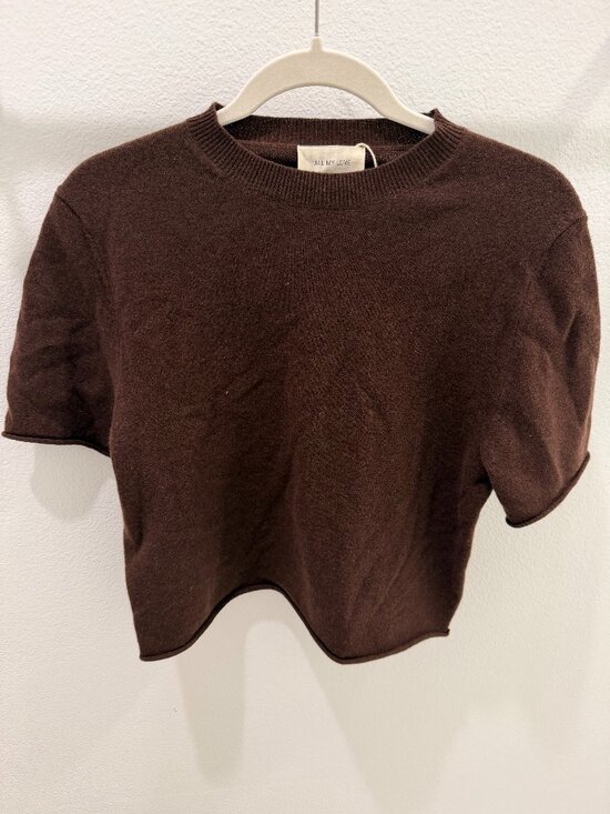 Tops - All My Love Ava Crop Knit Top Espresso Brown Size S